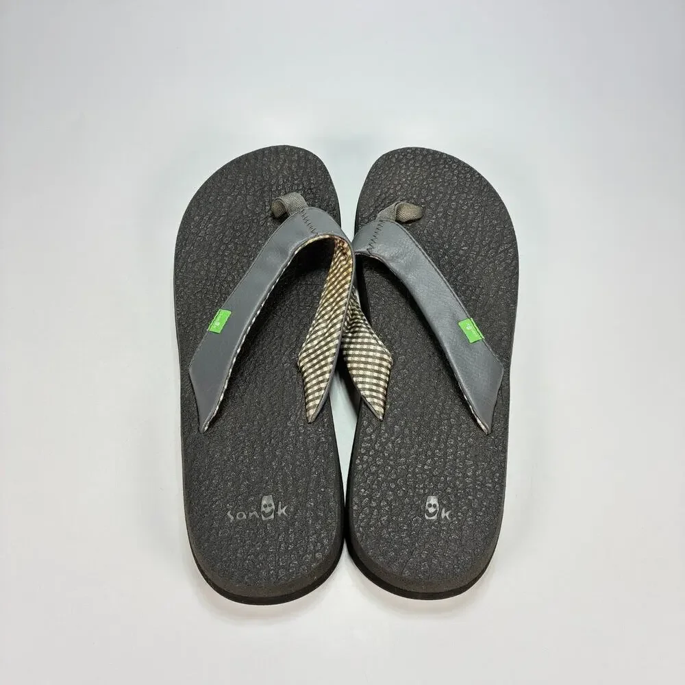 Sanuk Yoga Mat Black Comfort Casual Flip Flop Sandals SWS2908C Women's Size 10